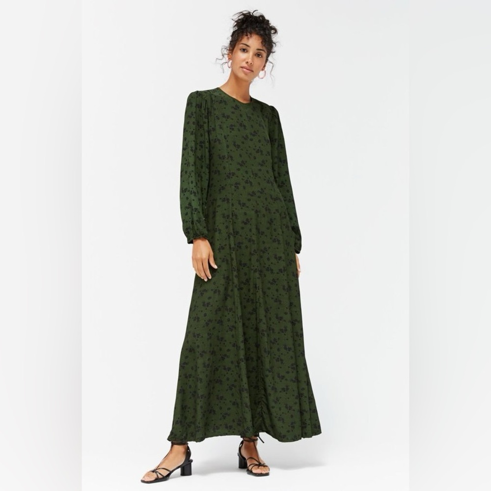 LACAUSA Green Floral Maxi Dress